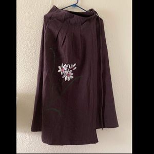 Hand painted cotton tie-waist skirt